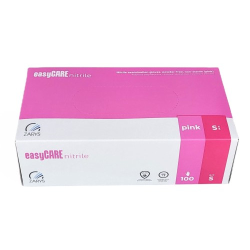 EASYCARE nitrilo pirštinės be pudros, rausvos, S, 100vnt | Multum