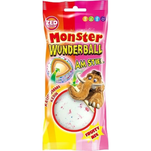 ZED Monster Wunderball Vaisiniai saldainiai su kramtomąja guma 60g | Multum