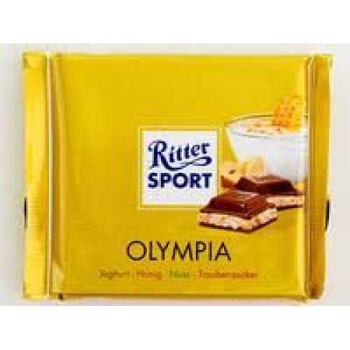 RITTER SPORT Olympia su jogurtu, medumi, riešutais, vynuogių cukraus įdaru 100g | Multum