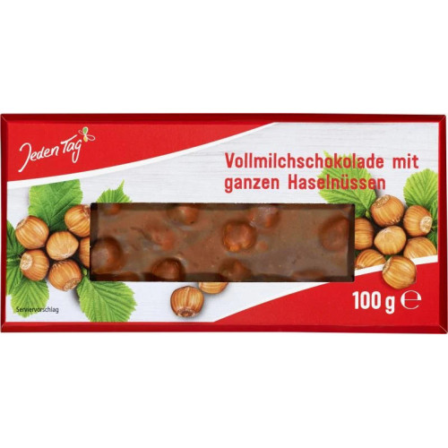 JEDEN TAG pieniško šokolado plytelės su sveikais lazdyno riešutais 100g | Multum