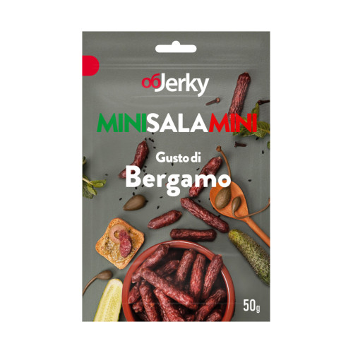 OBJERKY MiniSalami Bergamo kiaulienos ir jautienos dešrelės 50g | Multum