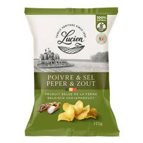 Lucien Classic bulvių traškučiai su pipirais ir druska 125g | Multum