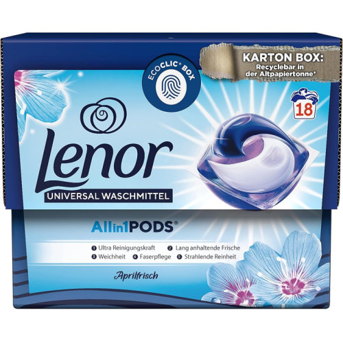 LENOR Universal 3in1 Aprilfrisch skalbimo kapsulės 18vnt | Multum