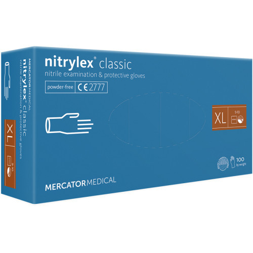 Mercator nitrylex® nitrilo pirštinės be pudros, mėlynos, XL dydis 100vnt | Multum