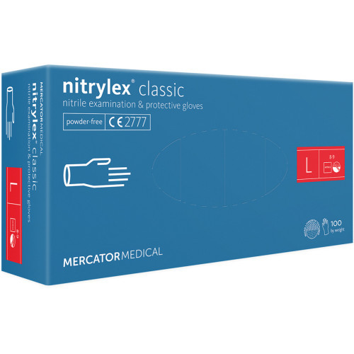 Mercator nitrylex® nitrilo pirštinės be miltelių, mėlynos, L dydis 100vnt | Multum