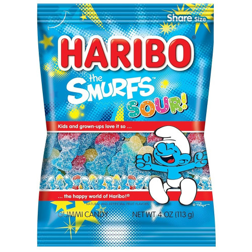 HARIBO Smurfų rūgštus želė saldainiai 113g | Multum