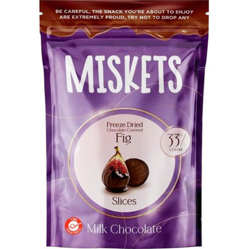 MISKETS Pieninio šokolado draže su liofilizuotomis figų skiltelėmis 80g | Multum