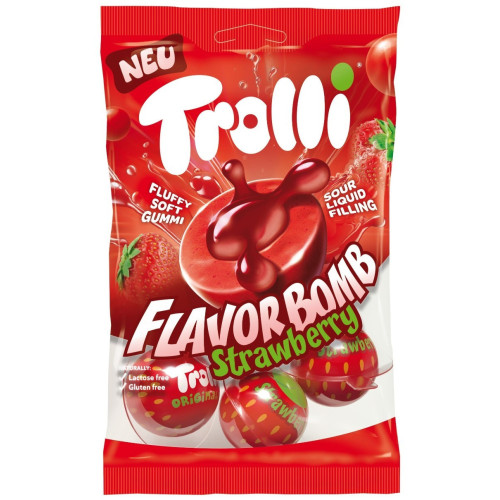 TROLLI skonio bomba braškių želė saldainiai 75g | Multum