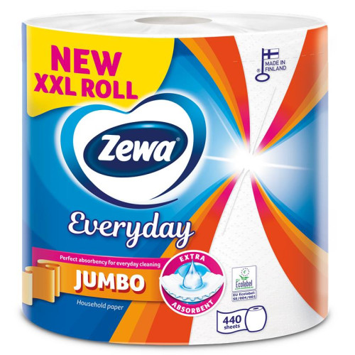 ZEWA Everyday XXL Jumbo 2 sluoksnių popierinis rankšluostis 440 lapų | Multum