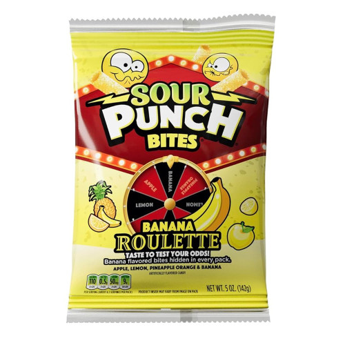 SOUR PUNCH Bites bananų ruletė želė saldainiai142g | Multum