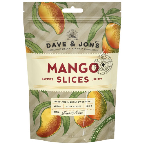 DAVE & JON'S Mango supjaustytas, džiovintas 100g | Multum