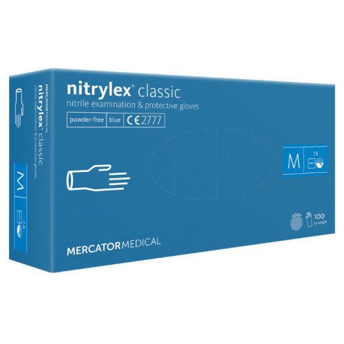 MERCATOR Nitrylex® nitrilinės pirštinės be pudros, mėlynos, M dydis 100vnt | Multum