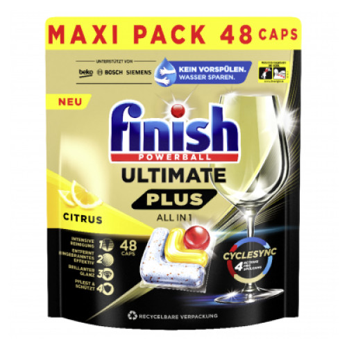 FINISH Ultimate Plus All in 1 Lemon indų plovimo kapsulės 48vnt | Multum