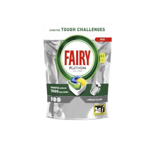 FAIRY Platinum All In One indų plovimo kapsulės su citrinos skoniu 63vnt | Multum