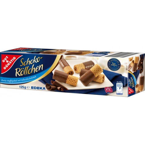 G&G Schoko-Rollchen vafliai pieniniame šokolade 125g | Multum