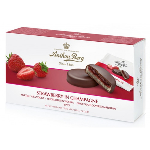 Anthon Berg Strawberry In Champagne šokoladiniai saldainiai - braškės šampane 220g | Multum