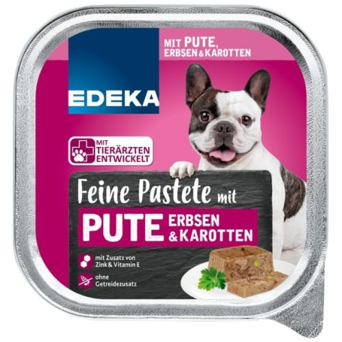 Edeka Feine paštetas šunims su kalakutiena, žirneliais ir morkomis 300g | Multum