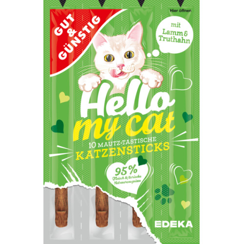 G&G Hello My Cat skanėstai katėms - ėrienos/kalakutienos suktinukai x10 50g | Multum