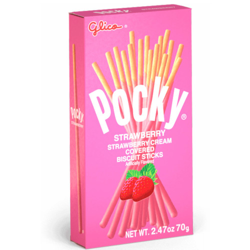 Šiaudeliai POCKY TRAWBERRY 38g | Multum