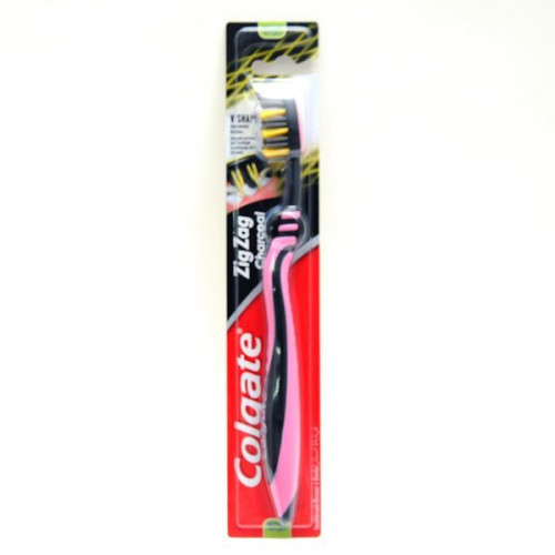 Colgate ZigZag Charcoal Medium dantų šepetėlis vidutinio kietumo x1 | Multum