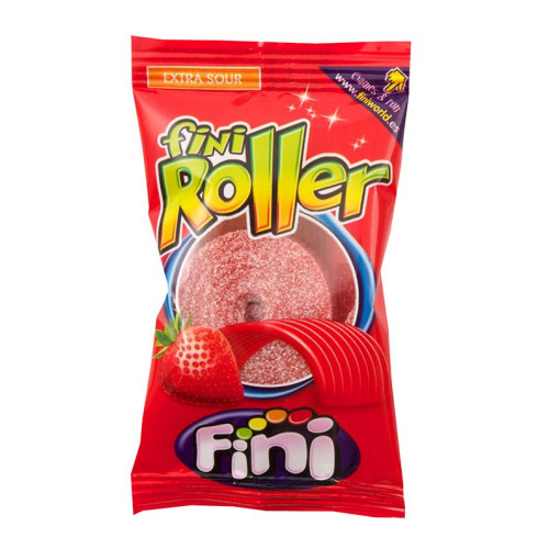 FINI ROLLER TRAWBERRY želė saldainiai su braškių skoniu 25g | Multum