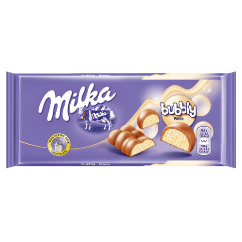 Milka Bubbly White porėtas baltasis šokoladas 95g | Multum