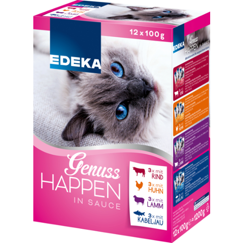 Edeka Genuss Happen Mix kačių ėdalas pakeliuose mišinys 12x100g | Multum