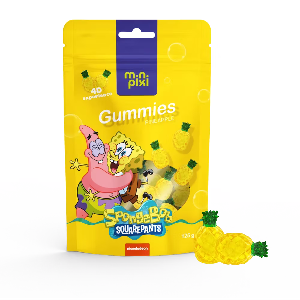 MINI PIXI 4D kempinė Bob ananasų želė saldainiai 125g | Multum