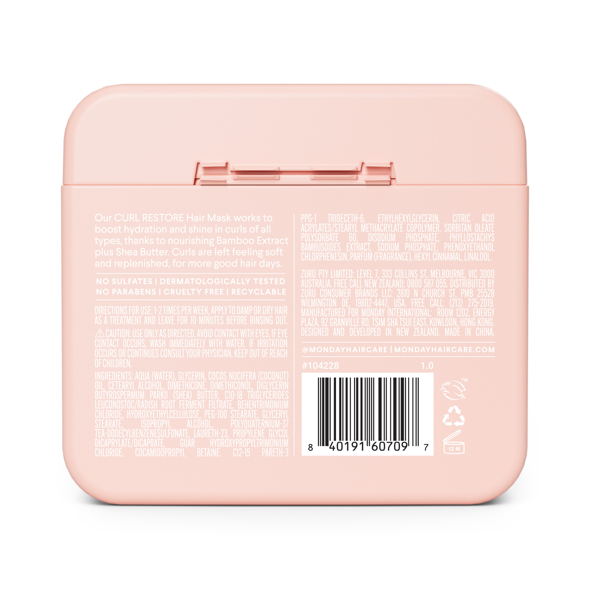 MONDAY Curl Restore plaukų kaukė garbanoms atkurti 250ml | Multum